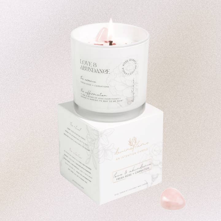 Love & Abundance Intention Candle - rose / carnation for wholesale by Devine Flame