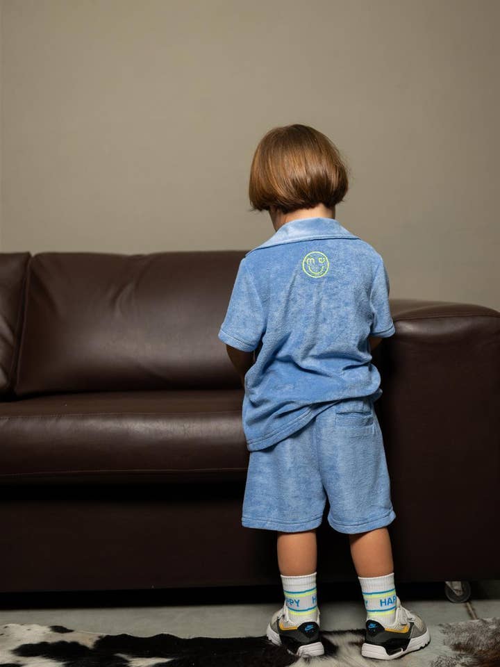 Blau Grau Frottee Shorts Medium for wholesale by My Day My Dream