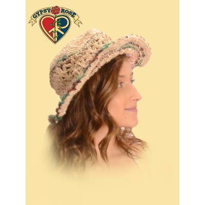 Gypsy Rose - Vendita all'ingrosso Cappello di paglia - Donna - Tropic Traveler Cappello con visiera all'uncinetto in canapa e cotone