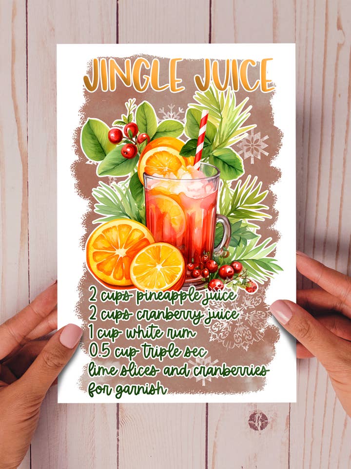 Christmas Cocktails- Jingle Juice Recipe Card for wholesale by Homemade Hollydays Wholesale