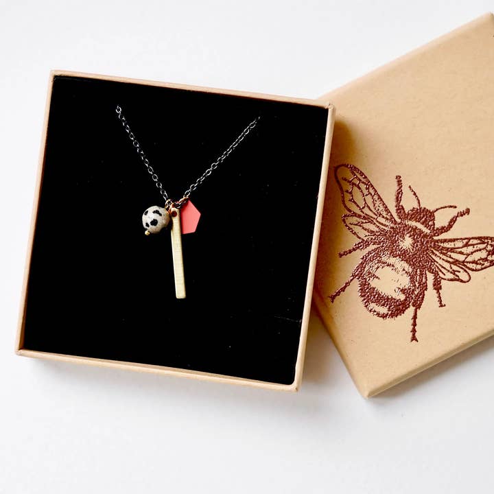Dalmatiner Jasper geometrisk Charm hänge halsband för wholesale av Copper Bee