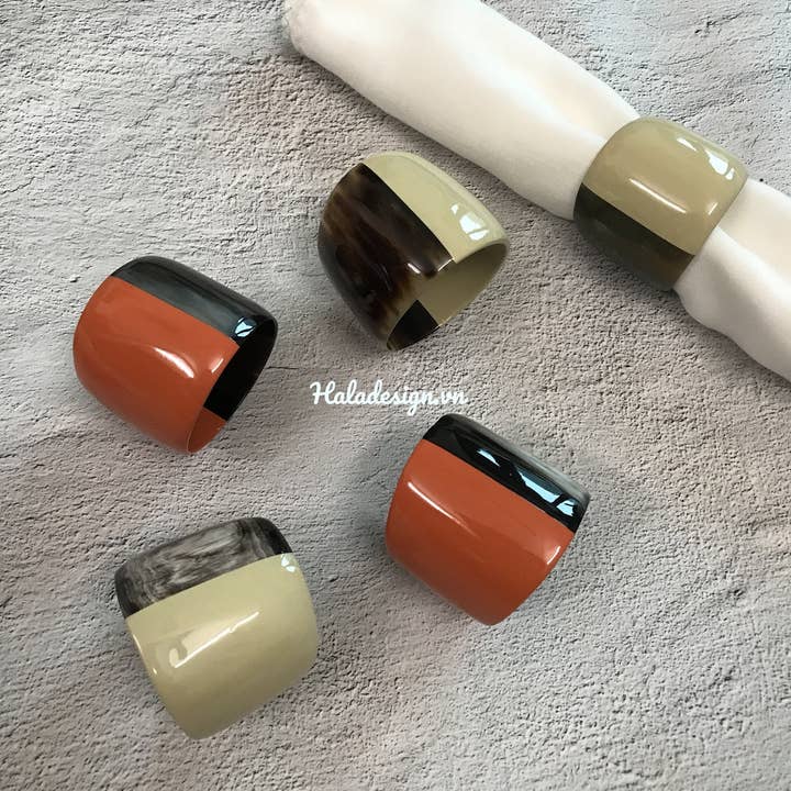 Hala Design - Wholesale Napkin Ring - Lacquered Buffalo Horn Napkin Ring3