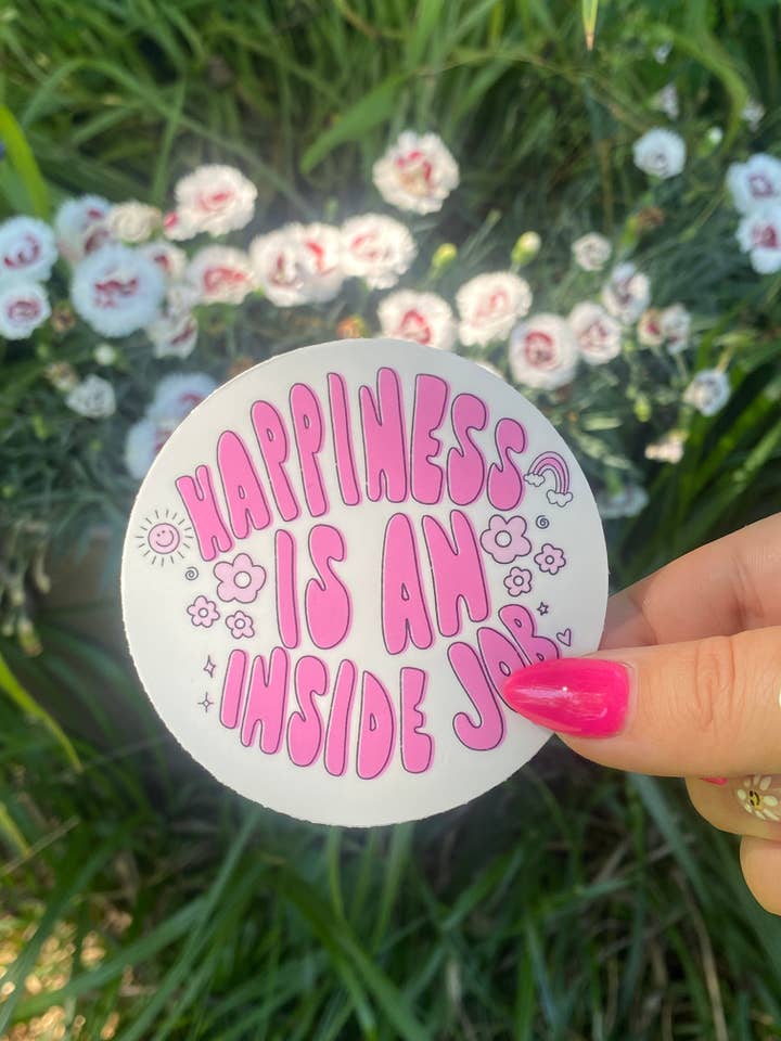 A felicidade é um autocolante para o trabalho interno por atacado de Craftedbyjdco