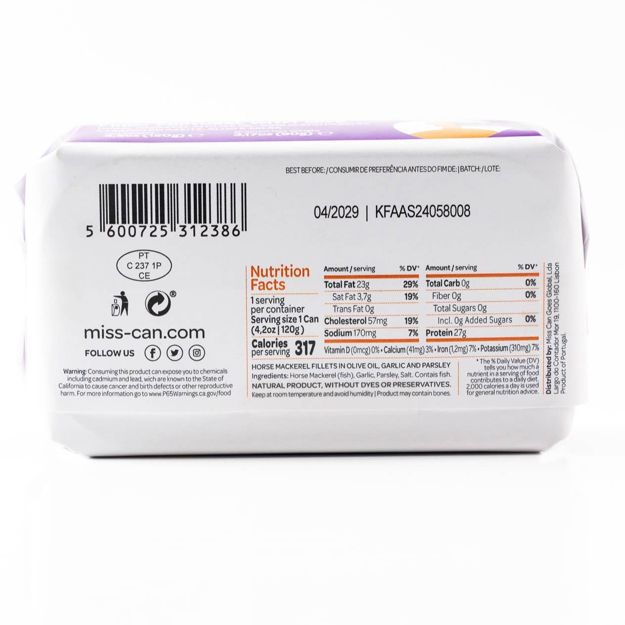 Miss Can by Tin2Table - Wholesale Tinned Fish - HORSE MACKEREL FILLETS IN OLIVE OIL, GARLIC AND PARSLEY2