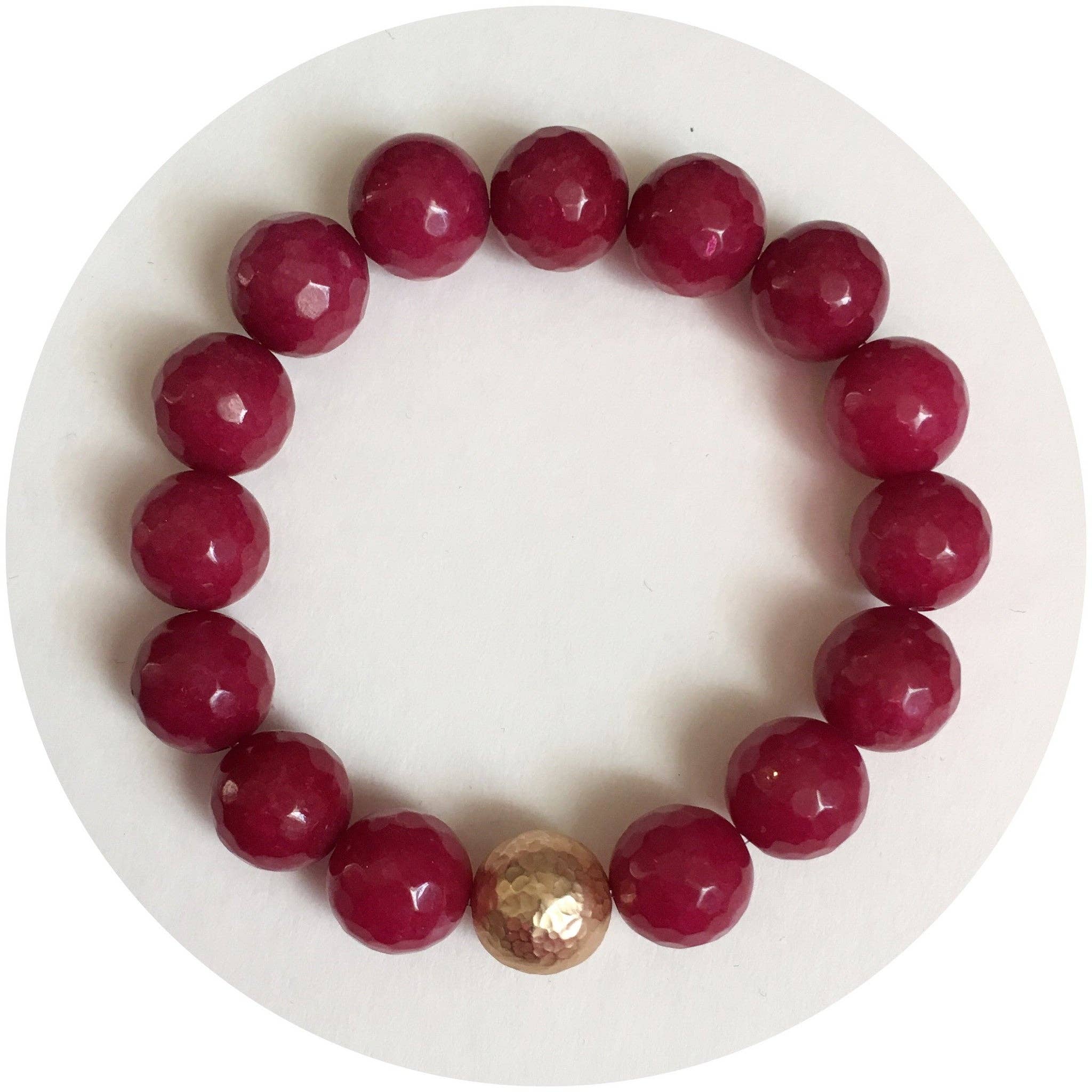 Oriana Lamarca Designs - Wholesale Beaded Bracelet - Marsala Jade with Hammered Gold Accent0