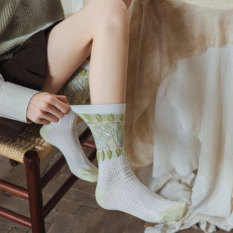 Funkyrel® Atzbranding Limited - Wholesale Socks - Women's - Rufia - Sweet Lily of The Valley Patterned Socks4