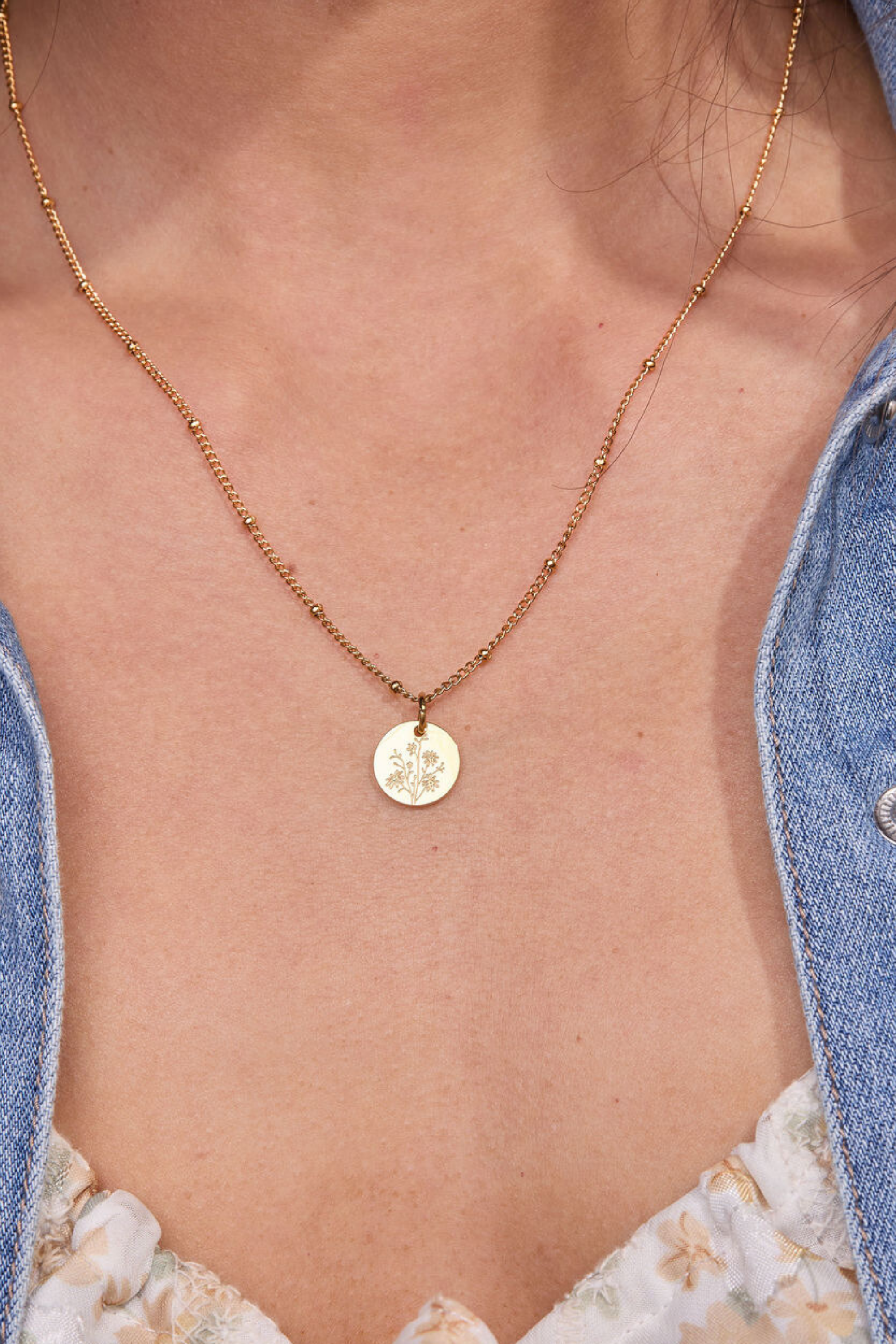 Gratinsta - Wholesale Pendant/Charm Necklace - September Aster Gold Birthflower Necklace W.2