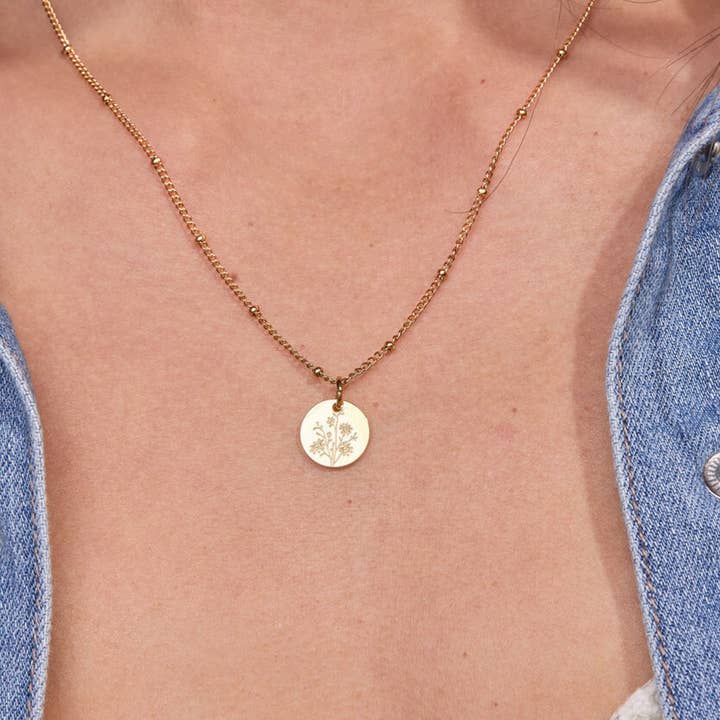 Gratinsta - Wholesale Pendant/Charm Necklace - September Aster Gold Birthflower Necklace W.2
