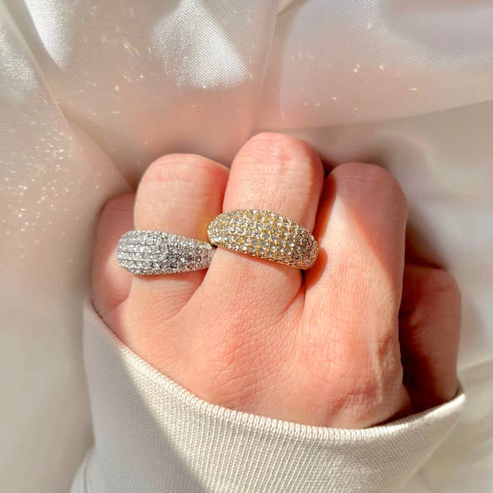 Blueyejewelry - Wholesale Multi-Stone Ring - Diamond Dome Ring - Waterproof Pave CZ Chunky Dome Ring8