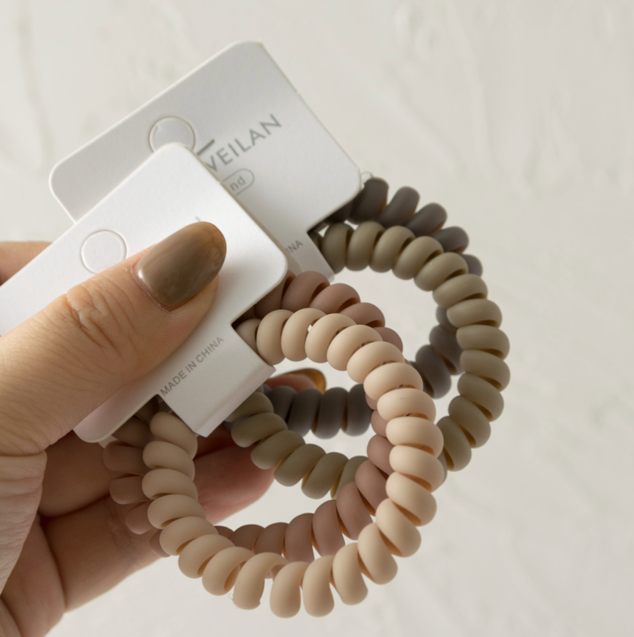 XO Fashion - Wholesale Hair Tie - O3005 Frosted Large Telephone Cord Hair Tie Multi Set 2/unit7