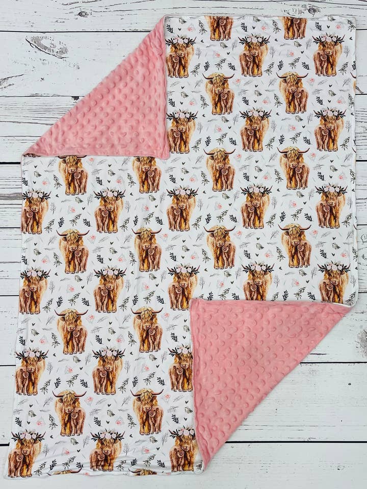 sassy kids palace - Wholesale Bedding Blanket - Kids & Baby - Baby Cows Pink Minky Blanket0