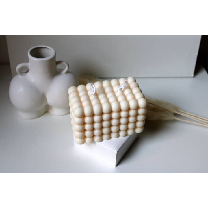 MarneyAsh - Venta al por mayor Velas de diseño llamativo - Vela grande con forma de cubo de doble burbuja, vela de burbujas XL con 2 mechas2