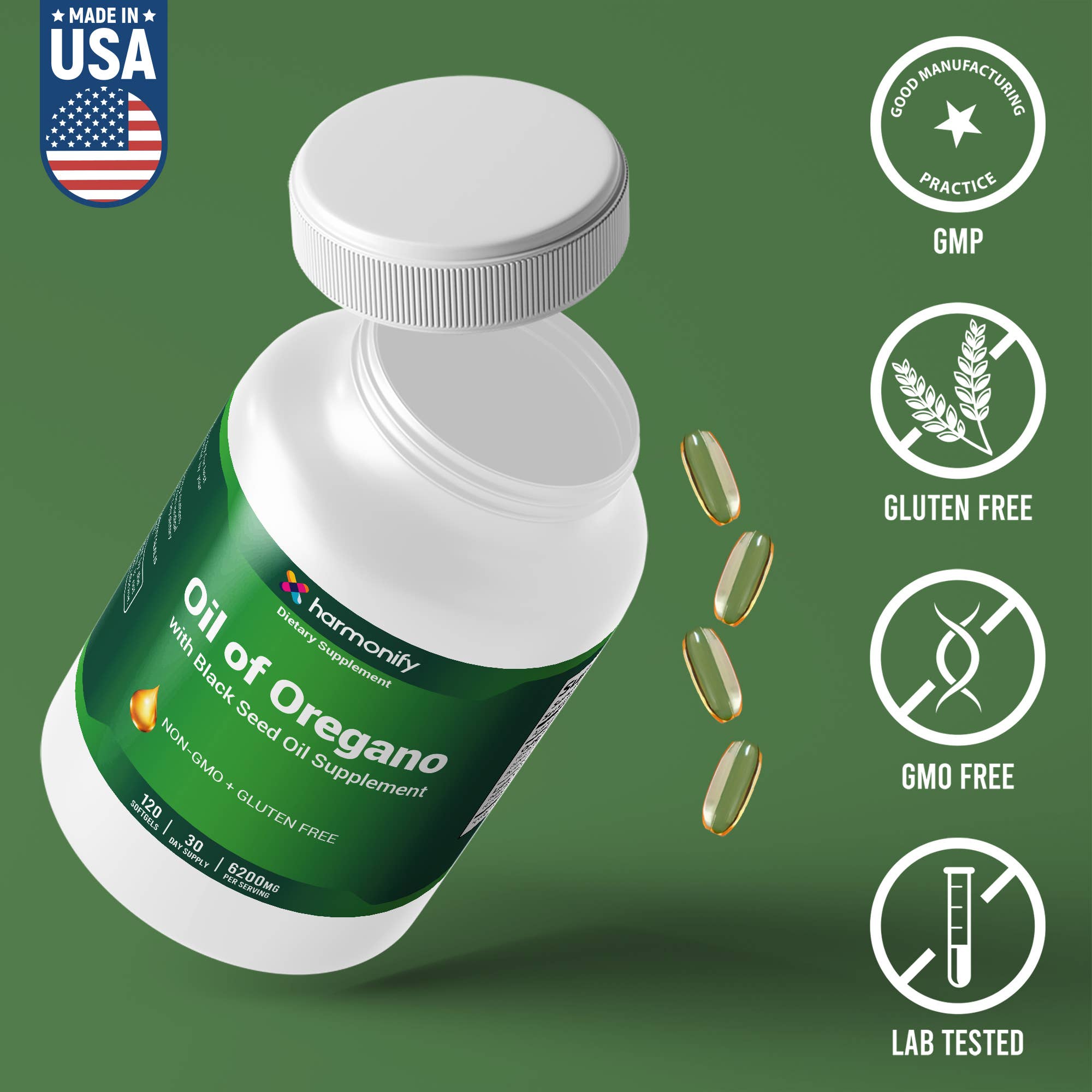 HARMONIFY - Wholesale Voedingssupplement/vitamine - HARMONIFY Olie van Oregano met Zwarte Zaadolie - 120 Softgels1