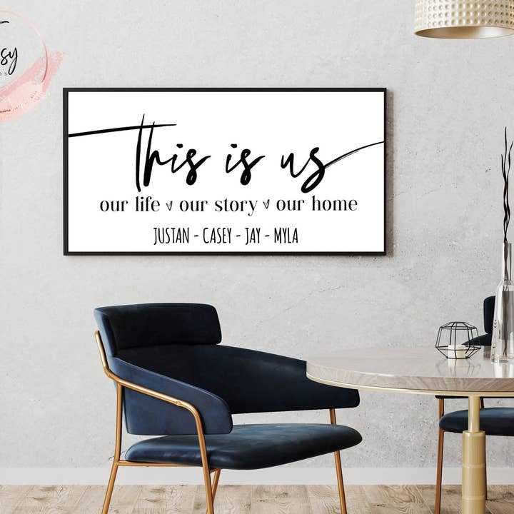Letrero decorativo con nombres de familia «This Is Us» para venta al por mayor de TipsyCards
