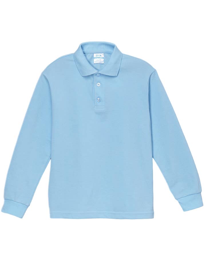 Drenges uniform pique poloshirt med lange ærmer størrelse 6 for engroshandel hos Unik