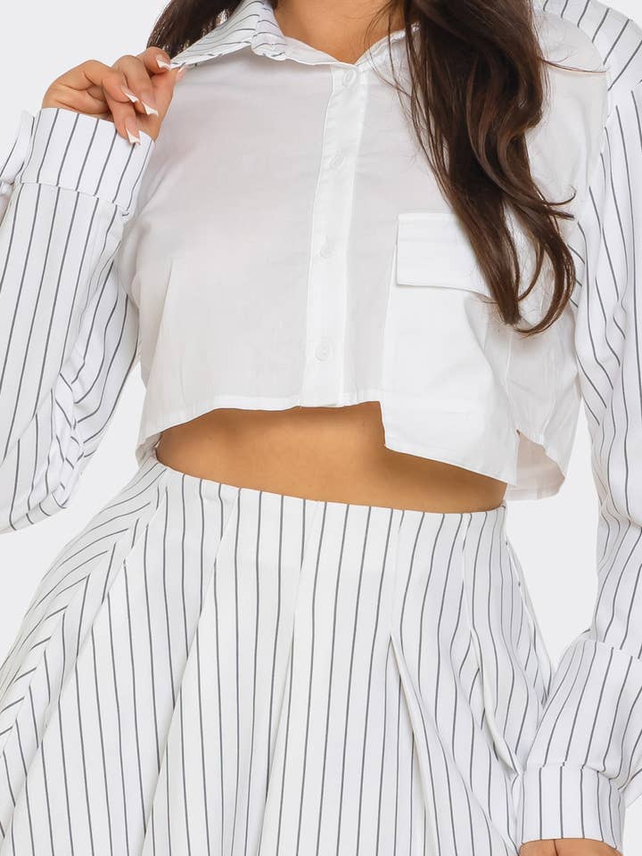 Julia by LoveJ - Wholesale Top & Skirt Set - Women's - Oversized Out Pocket Shirts Top And Skirt Set  4