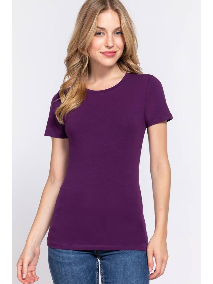 Active Basic | Active USA - Wholesale T-shirt – women's - Short Sleeve Crew Neck Cotton Spandex Jersey Top26