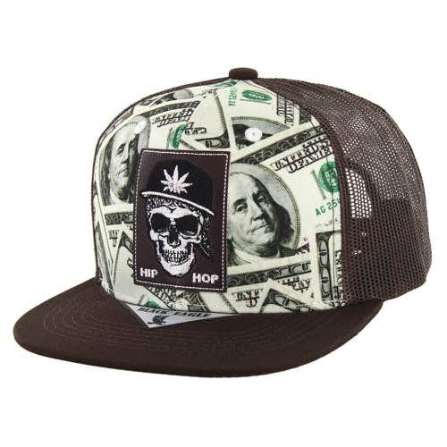 Zion Brand - Vente Casquette de camionneur – unisexe - CASQUETTE SNAPBACK TRUCKER PRINT DOLLAR PRINT EN PU13