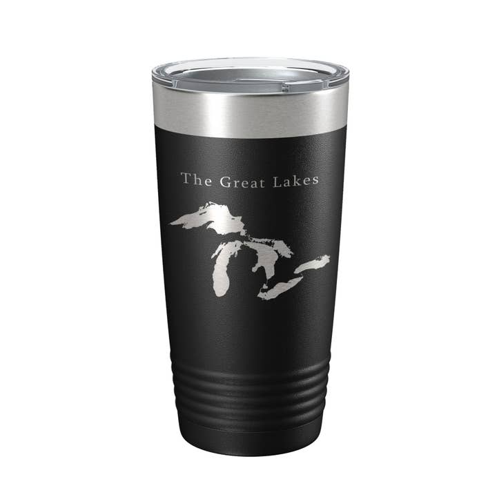 The Great Lakes Map Tumbler Travel Mug Insulated Laser Engraved Coffee Cup Superior Michigan Huron Erie Ontario 20 oz for wholesale by CarveBright