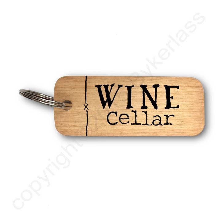 Wine Cellar Rustic Wooden Keyring - RWKR1 (Six Pack) for wholesale by Wotmalike