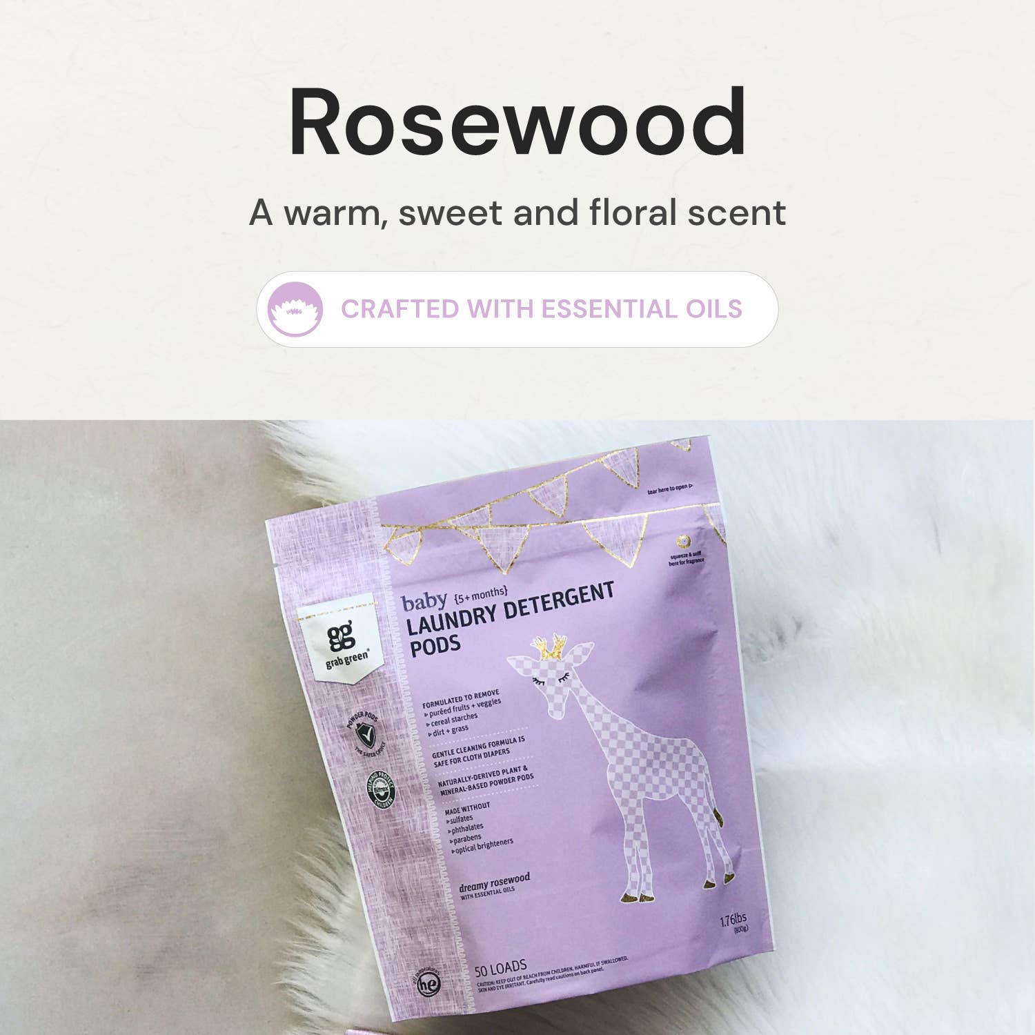 Grab Green - Wholesale Laundry Detergent Powder/Pods - Baby Laundry Detergent Pods, Rosewood, 50 Loads6