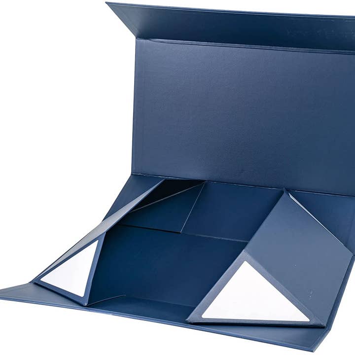 LA Ribbons Wholesale – Engroshandel Gaveæske – Sammenklappelig gaveæske 14" x 9" x 4,3" med magnetisk firkantet klaplåg | Marineblå