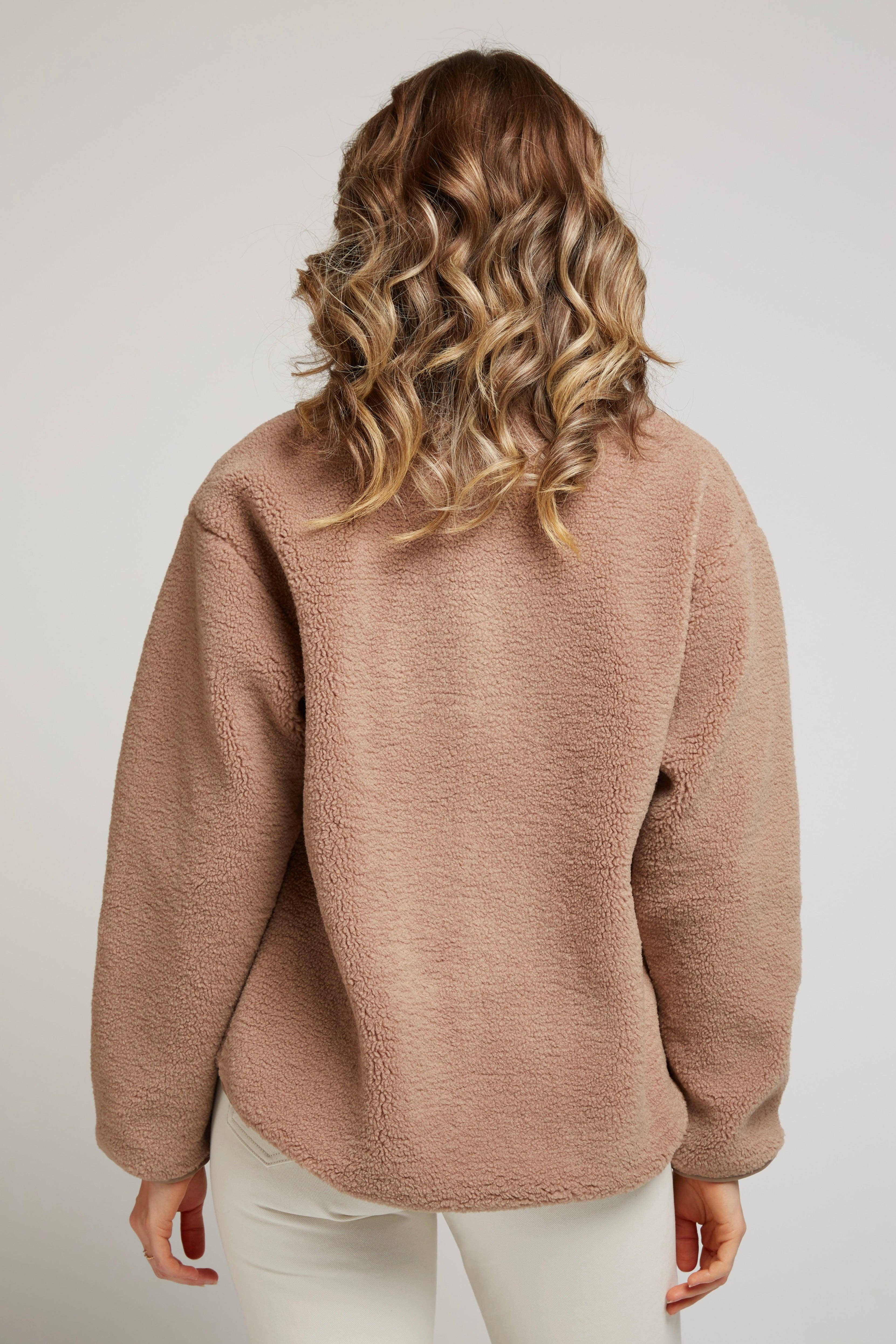 Andy & Lucy - Wholesale Jacket - Women's - VODKA - Faux leather-trimmed fleece jacket6