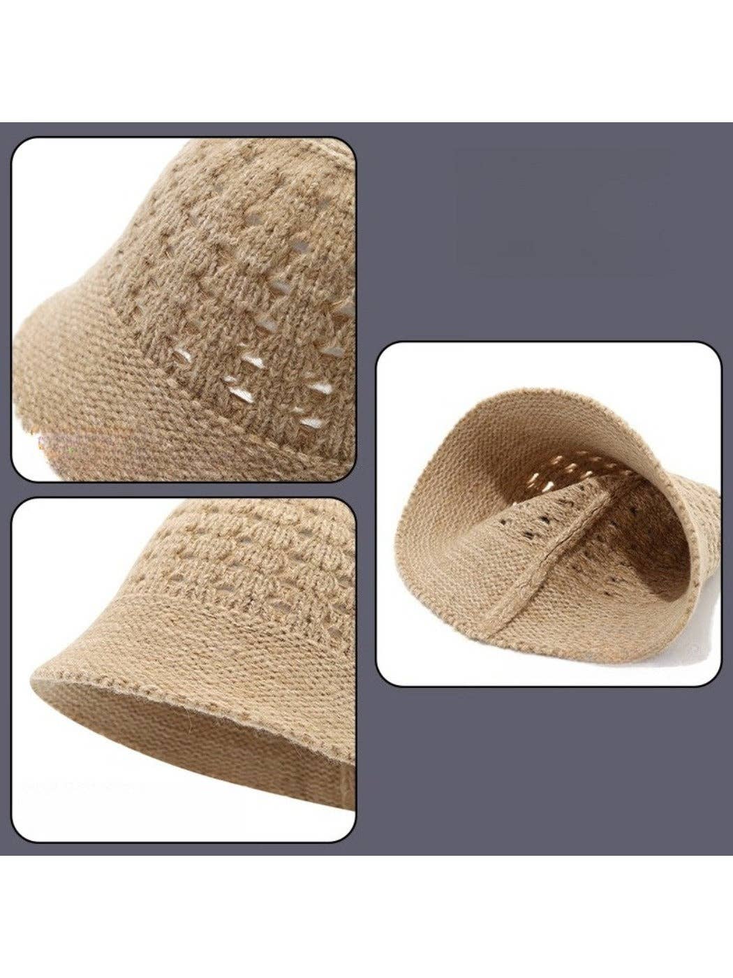 Funkyrel® Atzbranding Limited - Wholesale Bucket Hat - Women's - Haila - Winter Openwork Knitted Bucket Hat4