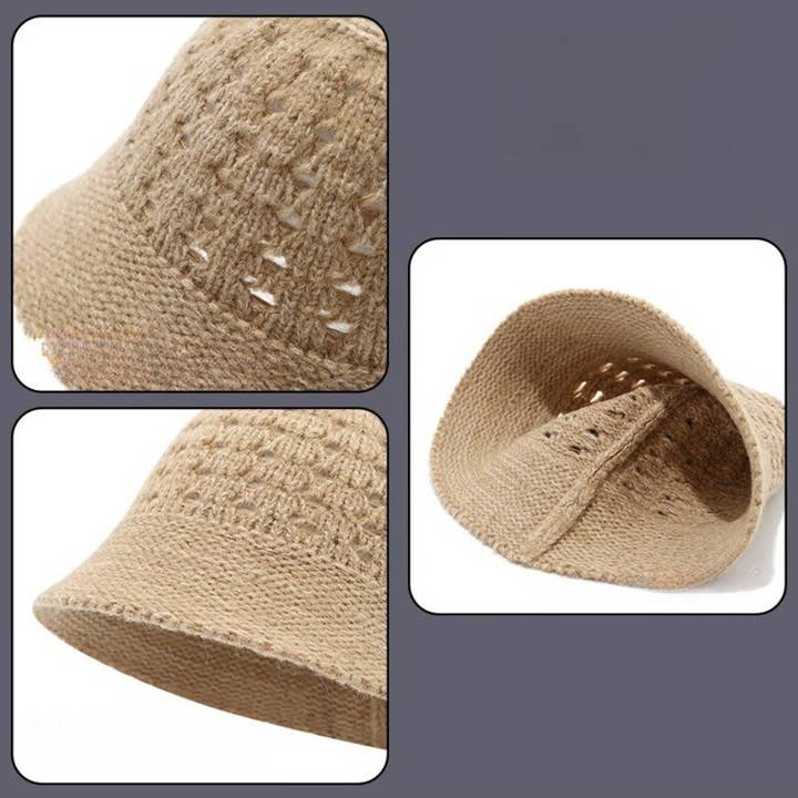 Funkyrel® Atzbranding Limited - Wholesale Bucket Hat - Women's - Haila - Winter Openwork Knitted Bucket Hat4