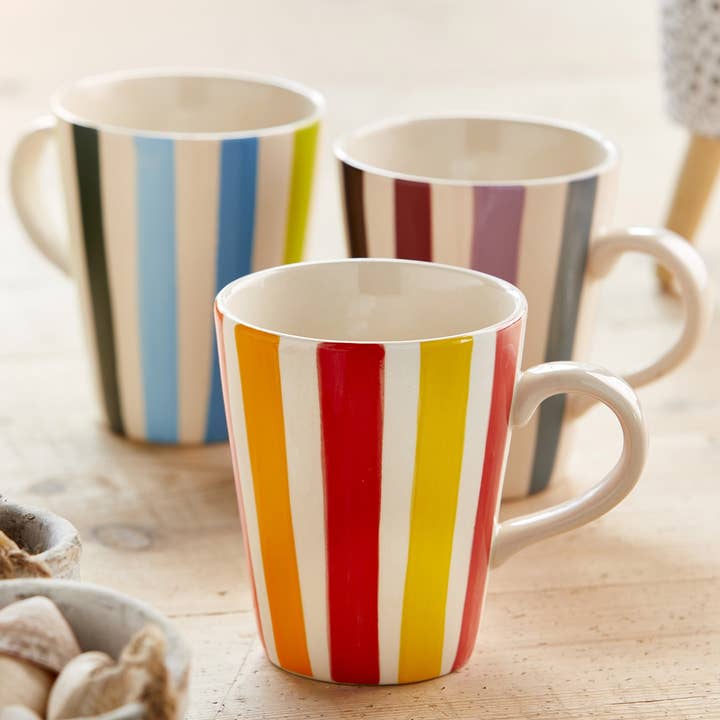 Namaste - Wholesale Coffee mug - Hand Painted Tonal Carnival Stripe Mug, 12 Fl Oz0