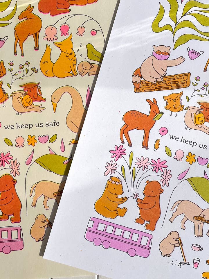 We Keep Us Safe riso print for wholesale by swan meadow