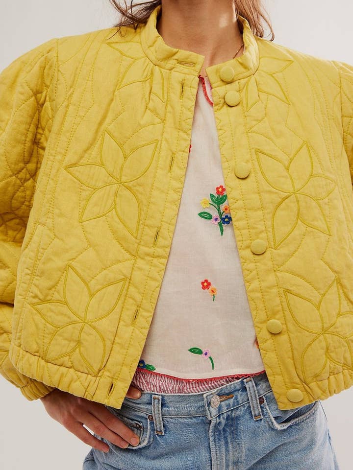 DE VAVE - Wholesale Jacket - Women's - Quilted Jacket with Floral Applique