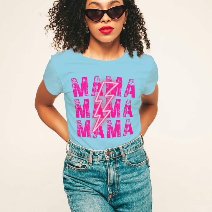 MAMA T-shirt met Lightning Bolt-print voor wholesale door Moonlight Boutique
