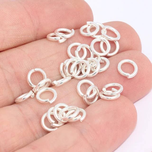 17 Ga 7mm Rhodium Plated Jump Rings, Connector Rings, CR131 for wholesale by QueenJewelryM