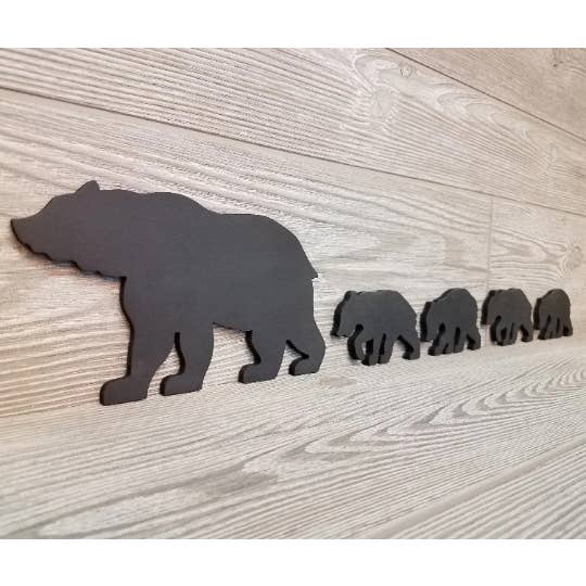 Black Bear Mama and Cubs Set of 5 - Wood Bears - Bear Decor for wholesale by Silhouettes & Sunsets