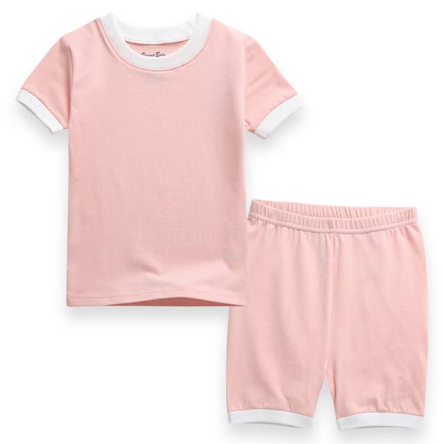 Peach Macaron Short Sleeve PJs for wholesale by Vaenait Baby