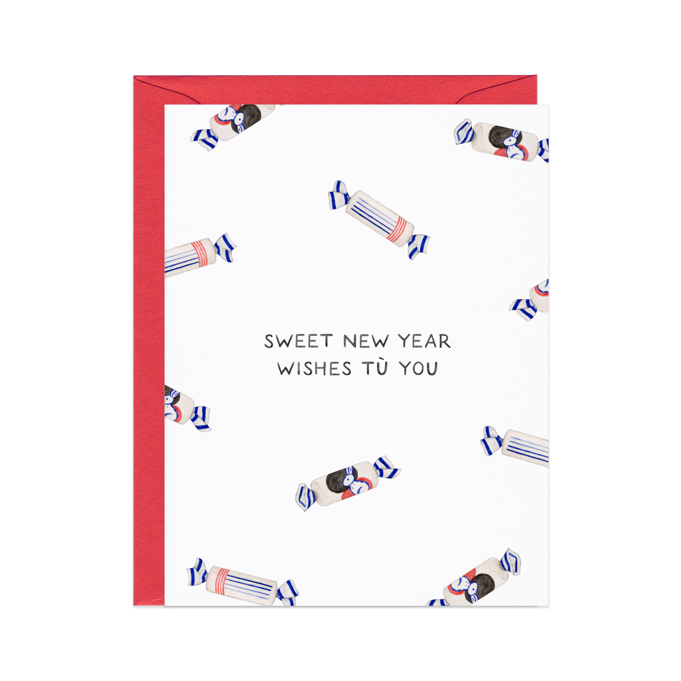 Amy Zhang - Vendita all'ingrosso Biglietti di auguri per Capodanno - Sweet White Rabbit — Biglietto di auguri per il capodanno lunare cinese Candy Pun2