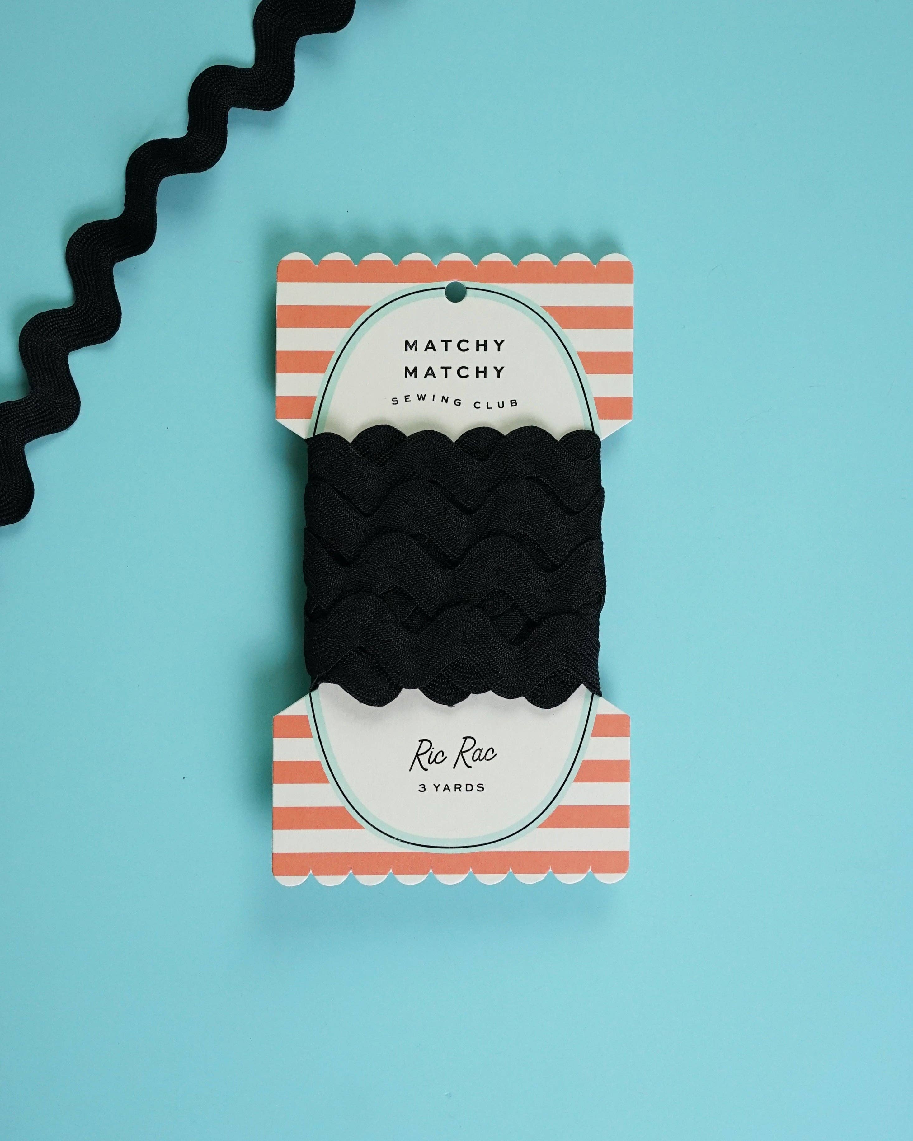 Matchy Matchy Sewing Club – Rolo de tecido por atacado – Ric Rac Grande Licorice com Onda de 2,5 cm0