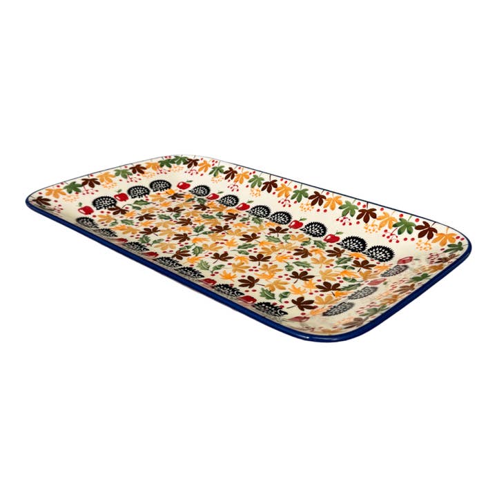 Platter, Rectangular, 14" x 8" in "Hedgehog Harvest" by Manufaktura | P202U-AS71 for wholesale by Polish Pottery Outlet