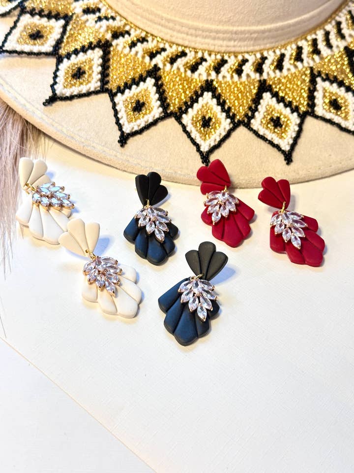 Art Deco Polymer Clay Lightweight Statement Earrings for wholesale by Freckled Wing Design