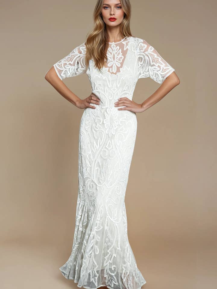 Lilly Off White Gatsby Wedding Dress for wholesale by Jywal London®