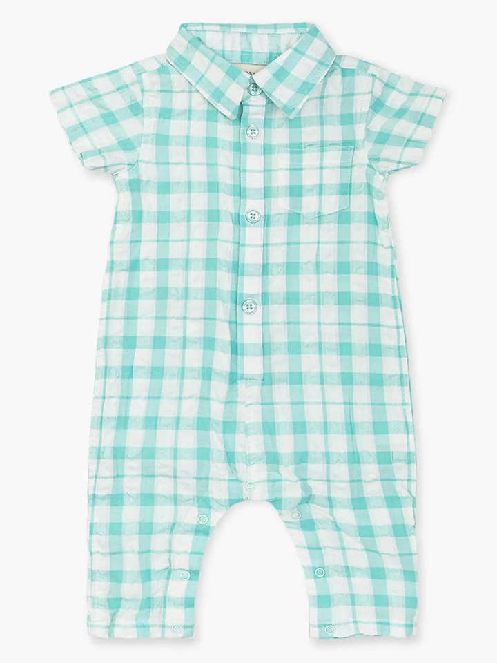 Oxford Romper_Mint Gingham for engroshandel hos Monica + Andy