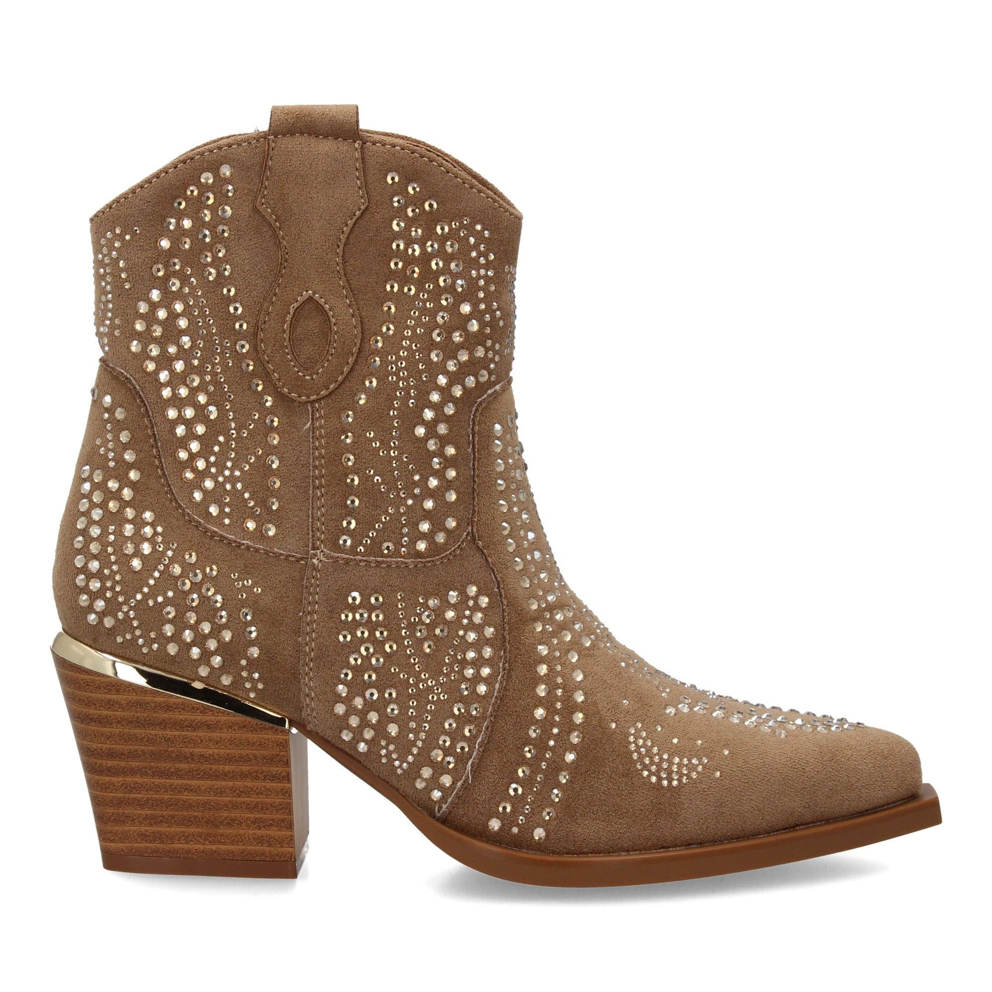 Brideluxe Mayorista - Wholesale Booties - Women's - Khaki boots with shiny details1