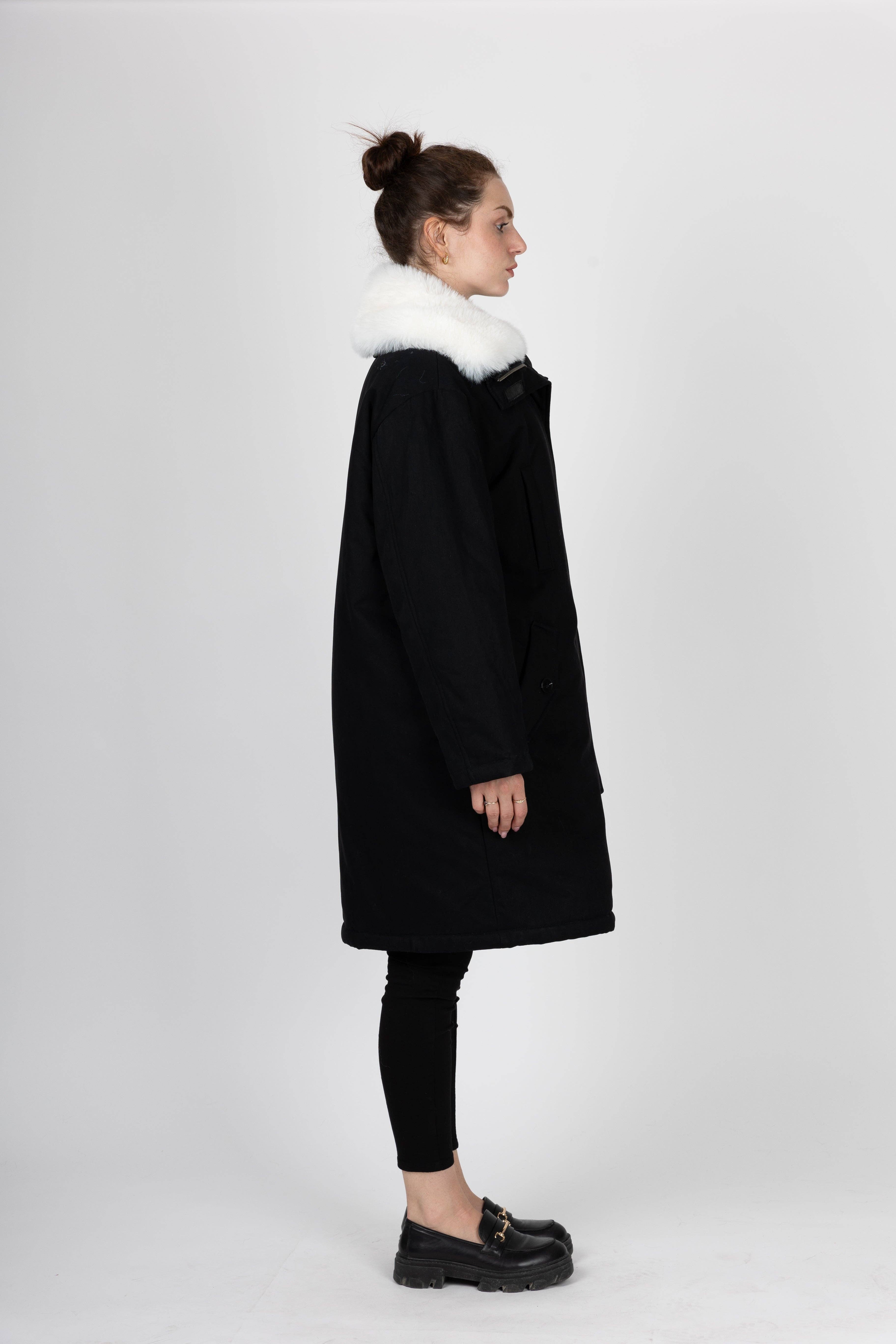 KZELL PARIS - Wholesale Parka - Women's - LONG PARKA WITH CONTRASTING FAUX FUR INTERIOR AND COLLAR1
