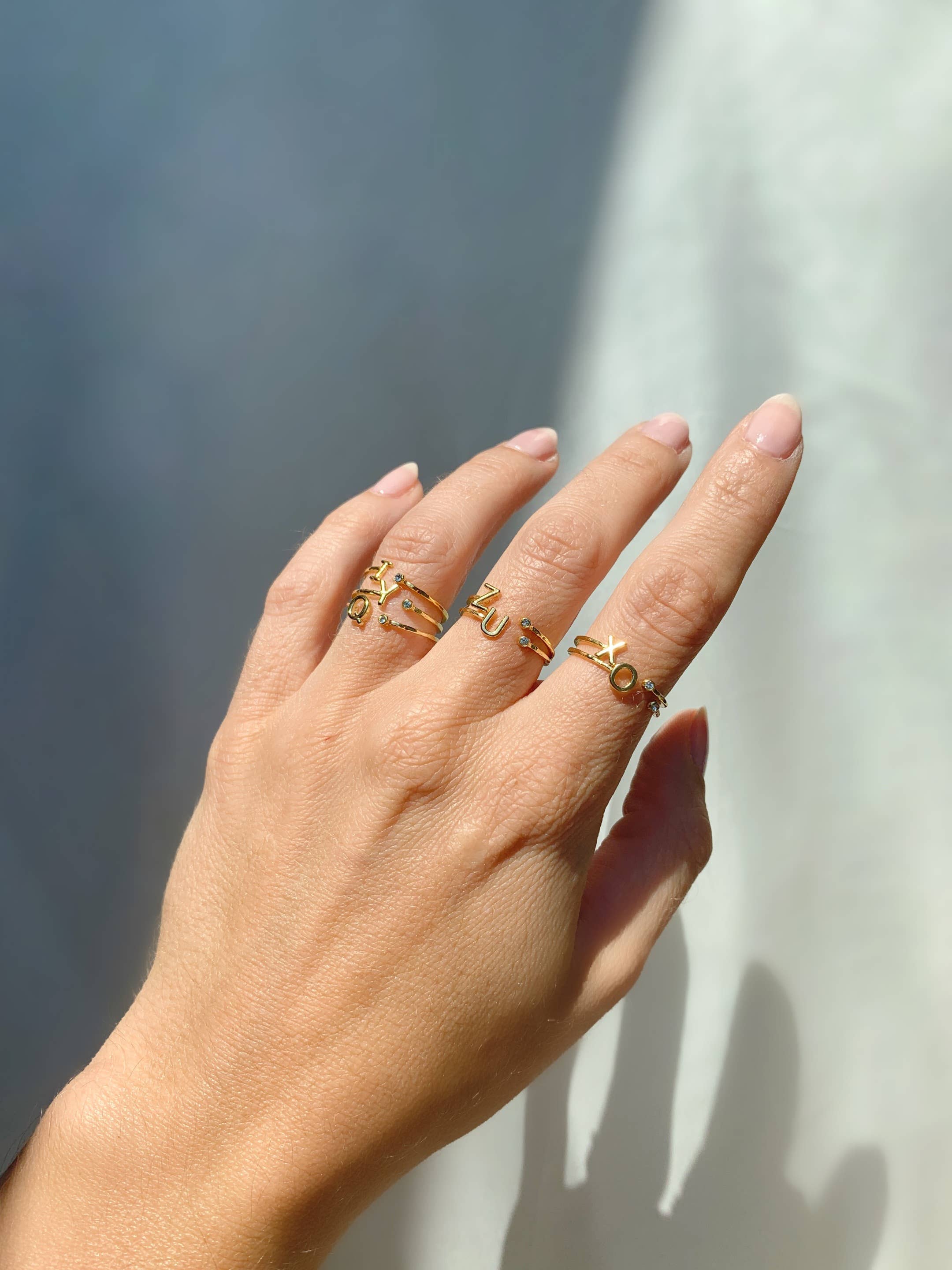 Katie Dean - Wholesale Band/Stacked Ring - 18K Gold Plated, Size 7 Initial Ring27