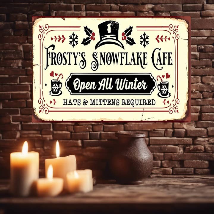Frosty's Snowflake Cafe Metal Sign for wholesale by Bad Bunny Designs