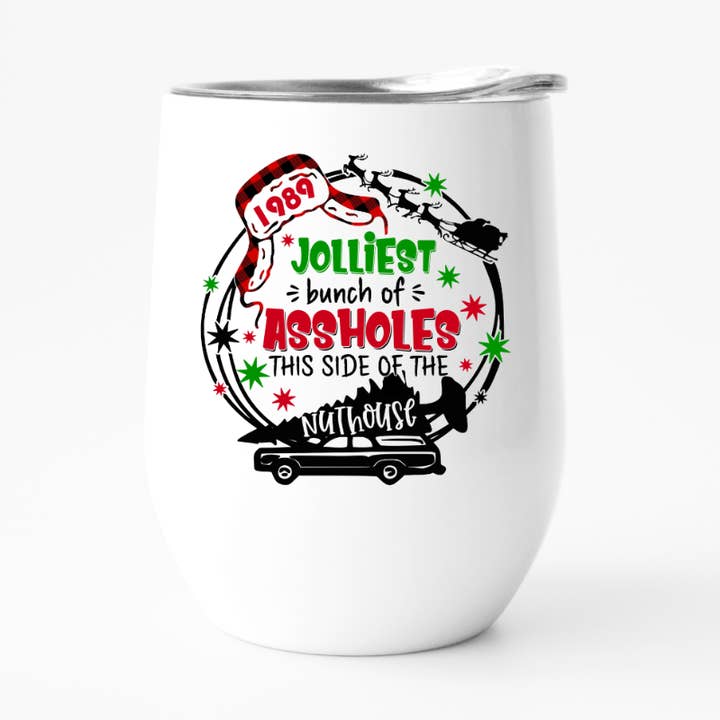 Jolliest Bunch Funny Christmas Wine Tumbler, Gifts for Him for wholesale by Fbombs & Booze