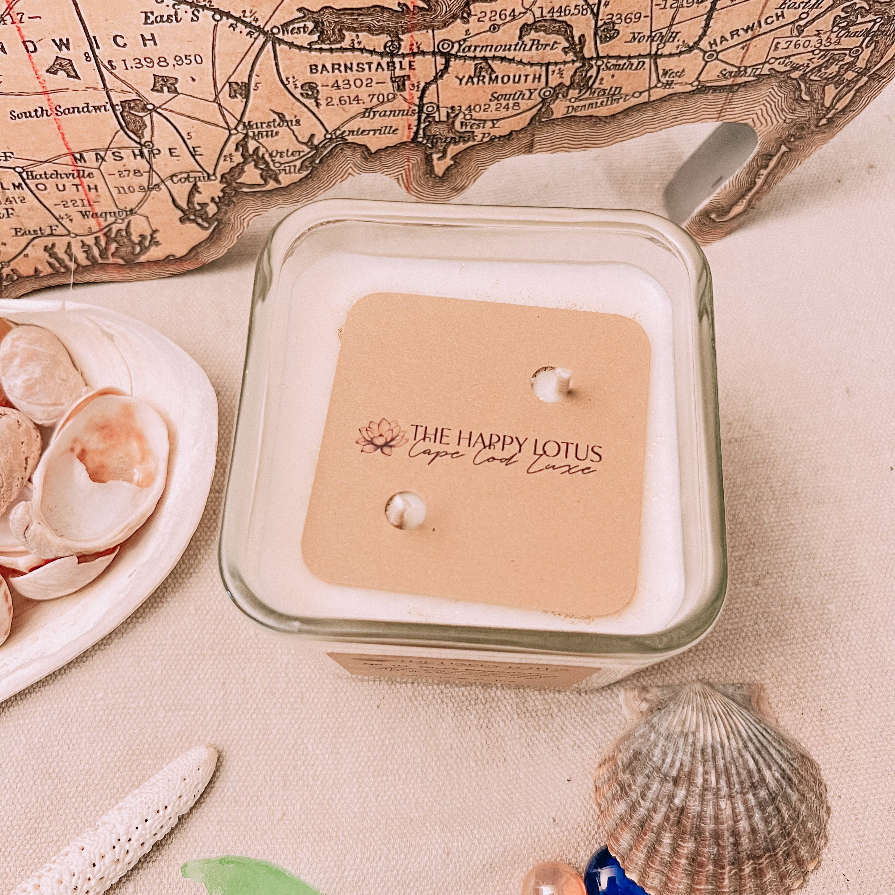The Happy Lotus - Vente Bougie en bocal - Bougies Cape Cod Luxe : Huîtres Wellfleet n° 031