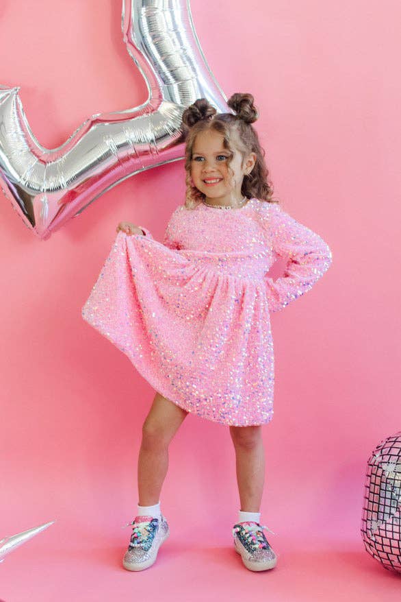 Ellie and Mila - Venta al por mayor Vestido - Niños - Vestido rosa con lentejuelas14
