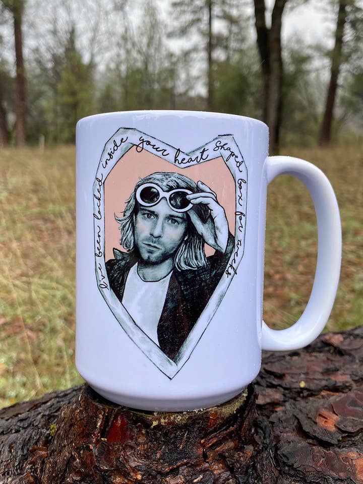 Tasse Kurt Cobain/Nirvana pour la vente par Cosmic Shark Clothing